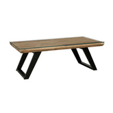 Iconic Designer Light Oak Coffee Table With Black Metal U Shape Legs - Pendle Village Furniture
